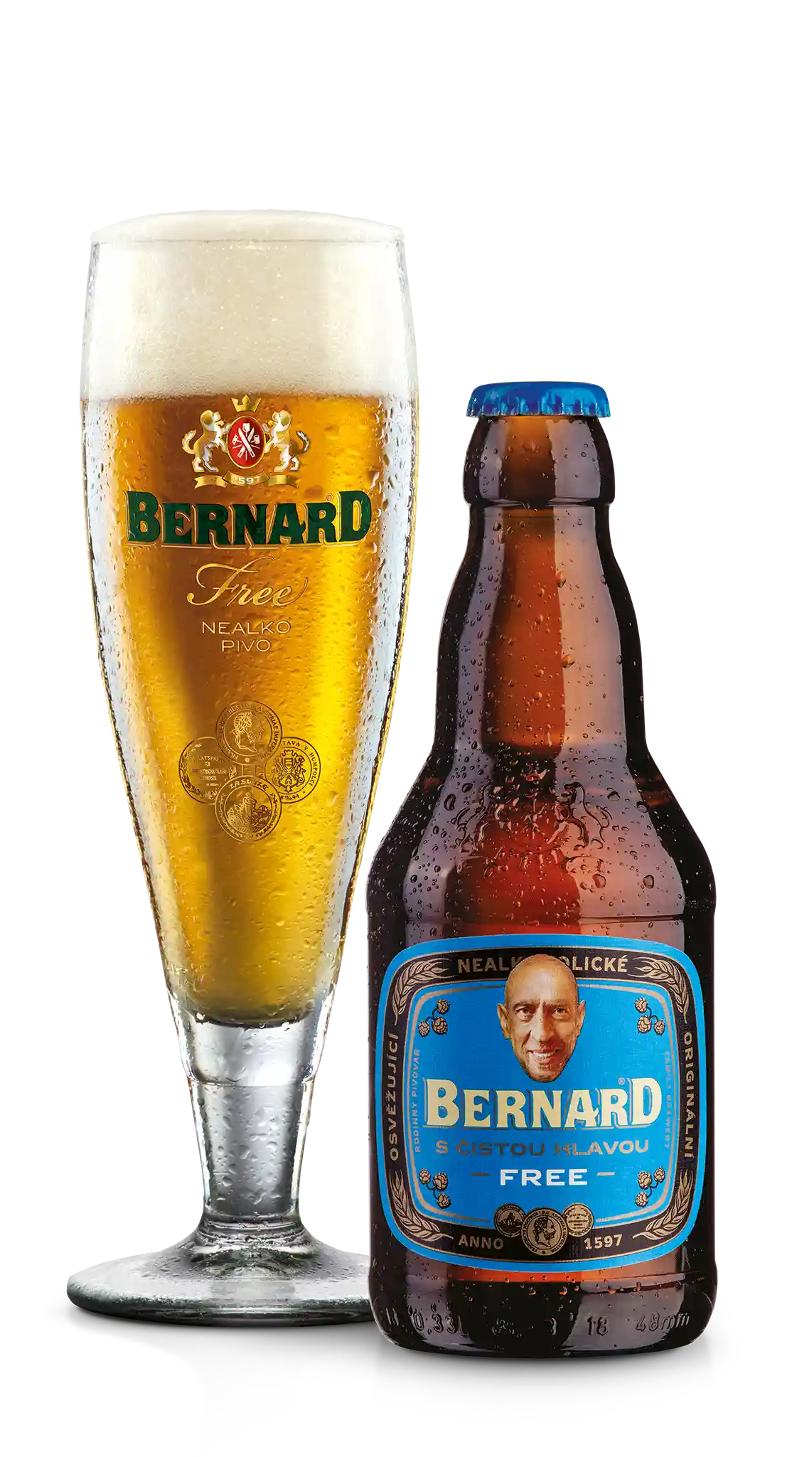 Bernard Free alkoholfri i 0.33 l og ølglas – importeret af Beer Bros, kvalitetsøl fra Tjekkiet