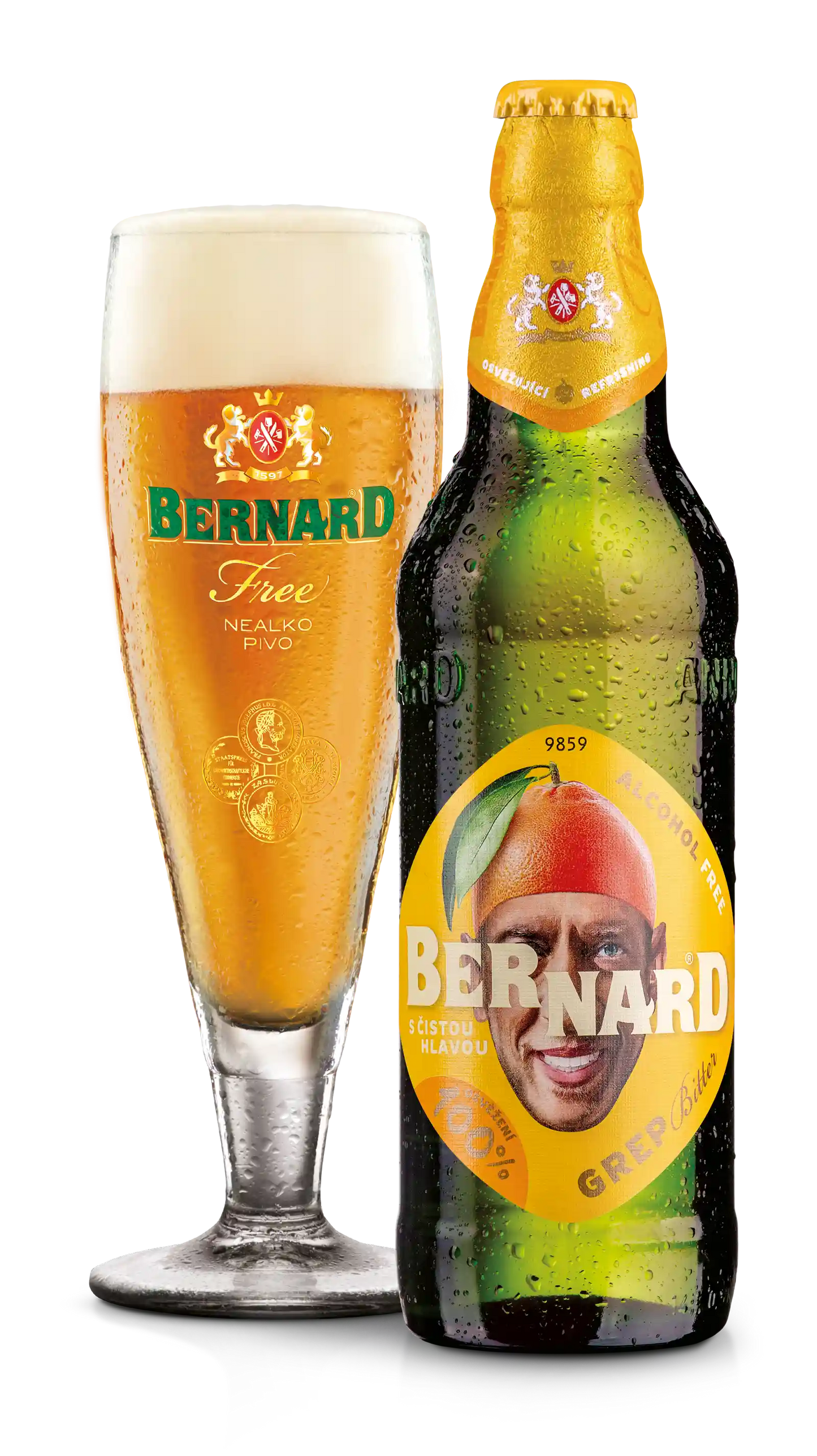 Bernard Grapefruit alkoholfri i 0.5 l og ølglas – importeret af Beer Bros, kvalitetsøl fra Tjekkiet