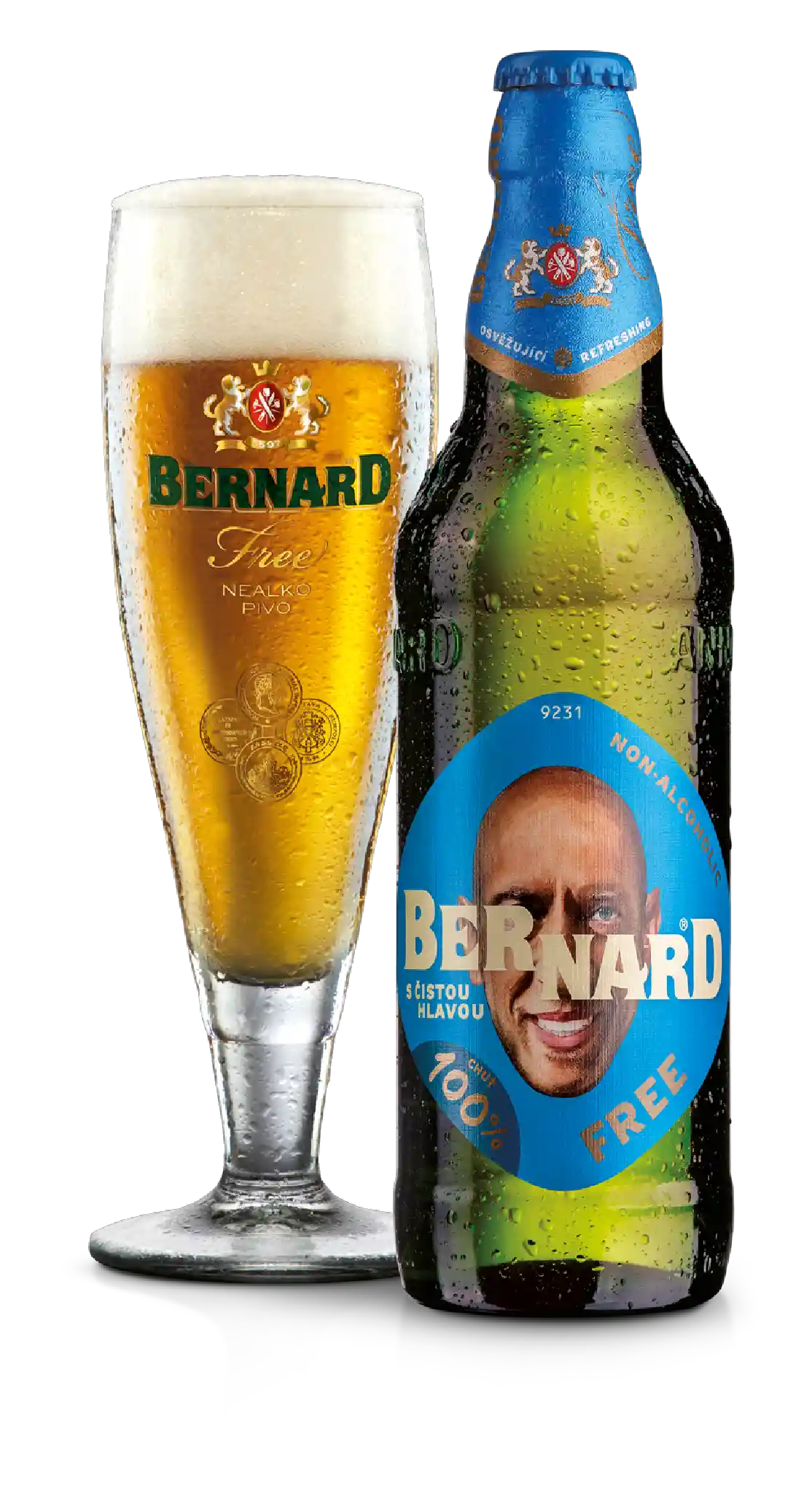 Bernard Free alkoholfri øl i 0.5 l og ølglas – importeret af Beer Bros, kvalitetsøl fra Tjekkiet