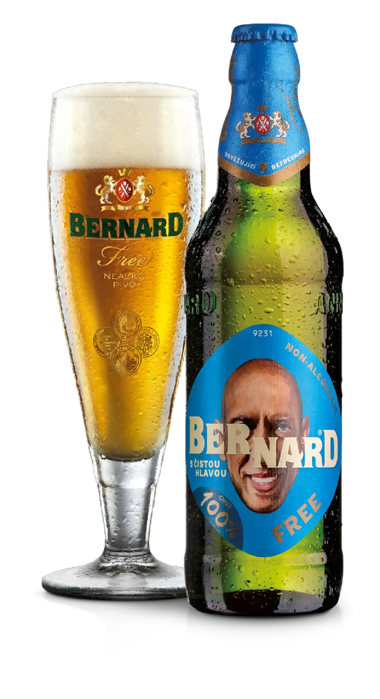 Bernard Free alkoholfri øl i 0.5 l og ølglas – importeret af Beer Bros, kvalitetsøl fra Tjekkiet