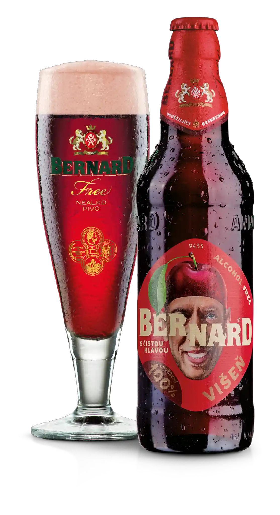 Bernard Sour Cherry alkoholfri øl i 0.5 l og ølglas – importeret af Beer Bros, kvalitetsøl fra Tjekkiet