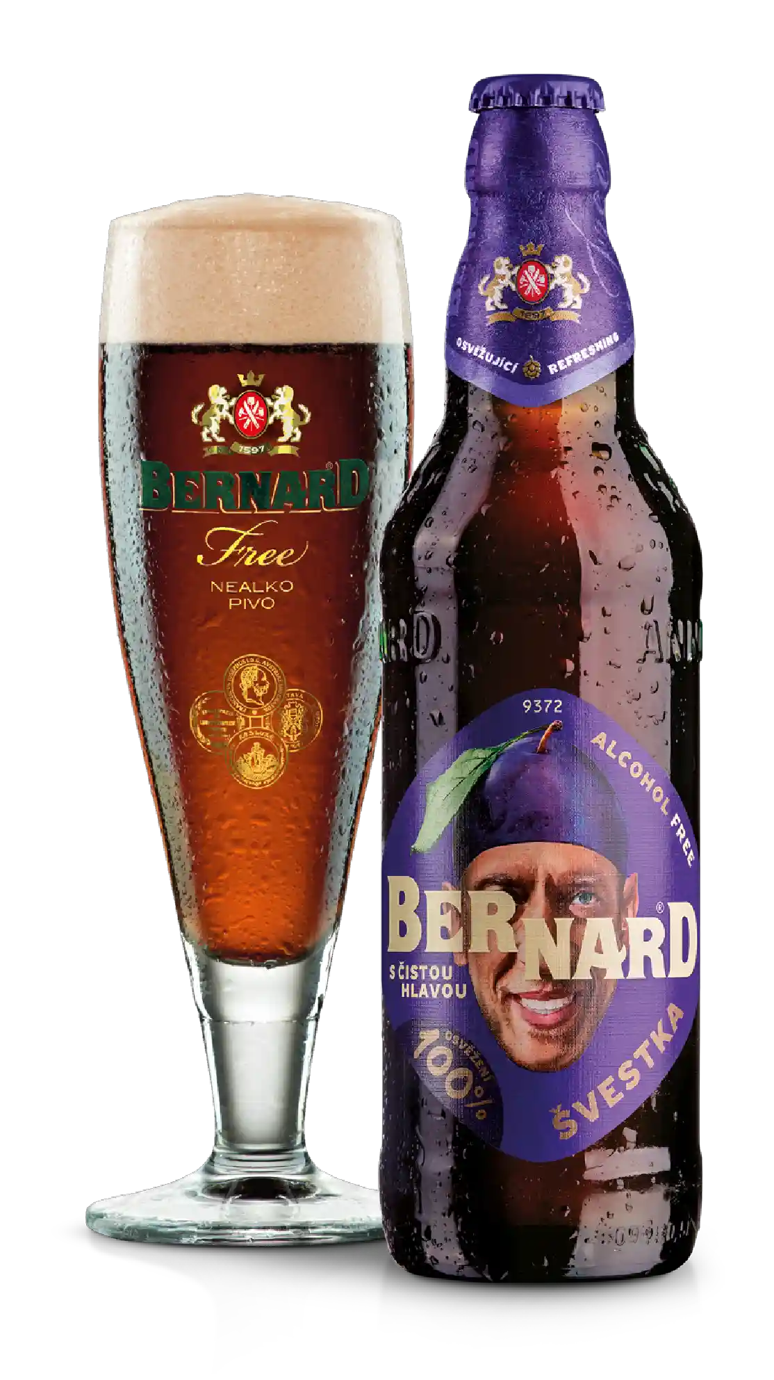 Bernard Plum alkoholfri øl i 0.5 l og ølglas – importeret af Beer Bros, kvalitetsøl fra Tjekkiet