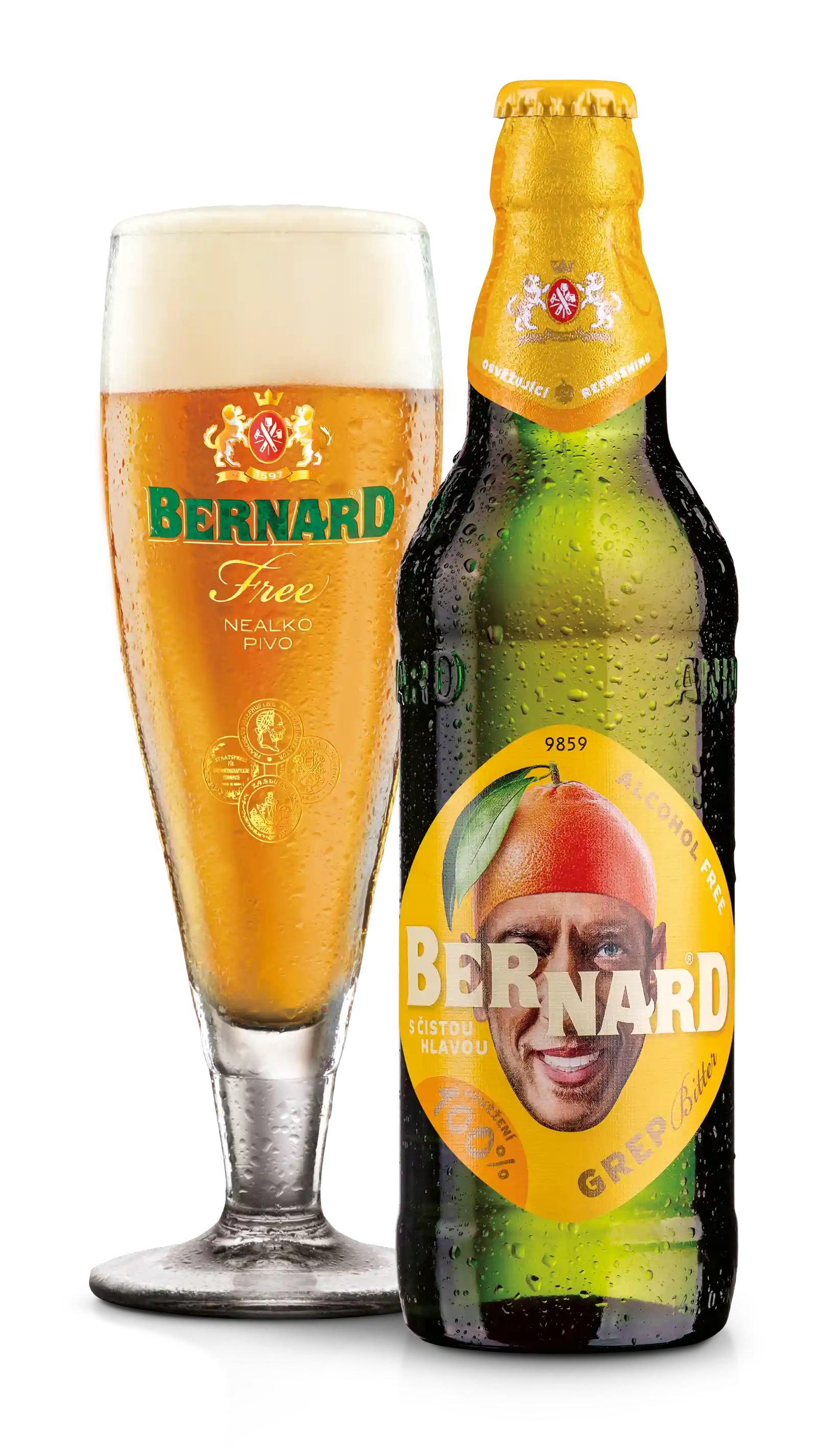 Bernard Grapefruit alkoholfri i 0.5 l og ølglas – importeret af Beer Bros, kvalitetsøl fra Tjekkiet